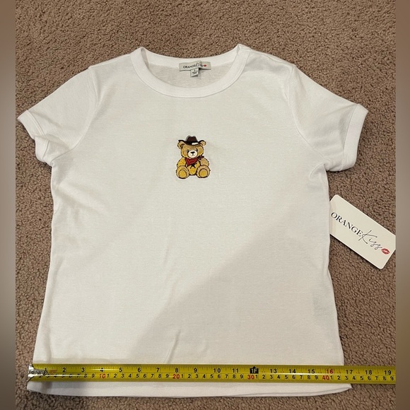 ORANGE KISS White Crewneck Short Sleeve Tee - Picture 6 of 9